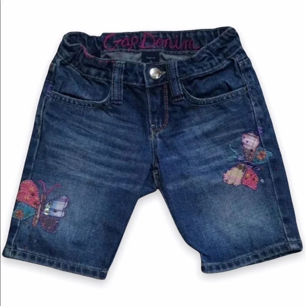 GAP Woodstock Butterfly Denim Bermuda Shorts Girls 6‎